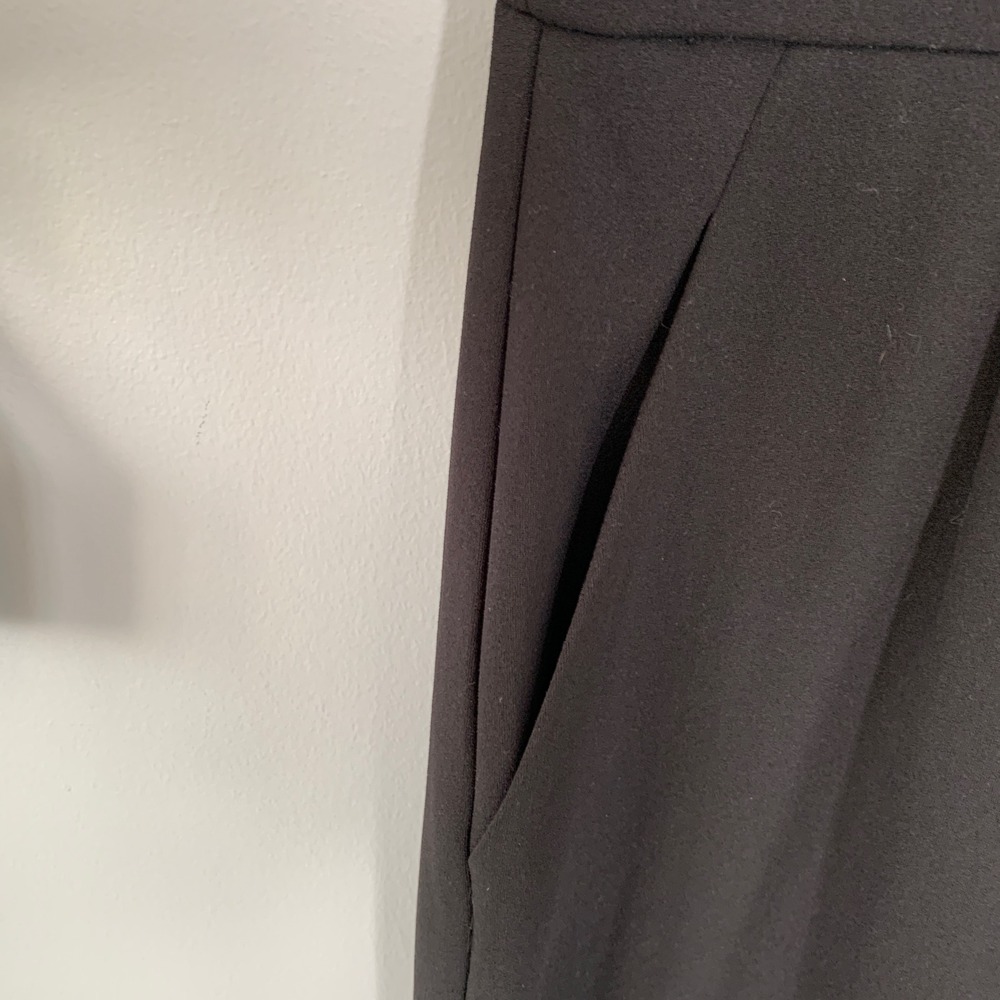 Eliza J Black Tuxedo Jumpsuit Sheer Mesh Long Sleeve Shawl Collar Womens 8 - Picture 6 of 11